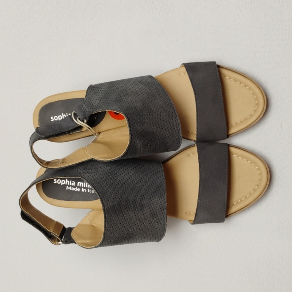 Sophia Milano Blue Leather Suede Slingback Sandals